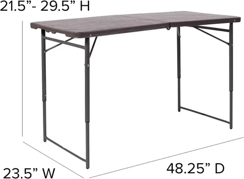 Vista 3 de Flash Furniture Mesa de entrenamiento plegable de plástico blanco granito de 6 pies, Metal, Marrón