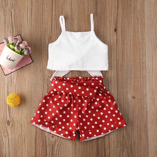 Vista 3 de GuliriFei Conjunto de pantalones cortos florales de verano para niñas pequeñas, camisetas cortas sin mangas + pantalones de flores con lazo, trajes