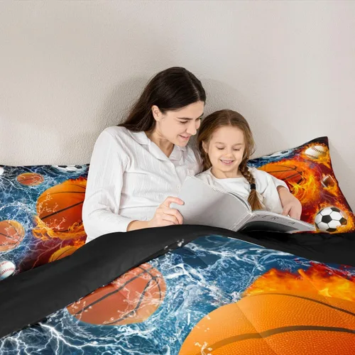 Vista 189 de Juego de ropa de cama de baloncesto para niños y adolescentes, juego de edredón deportivo para niños, tamaño matrimonial, suave, ligero, decoración