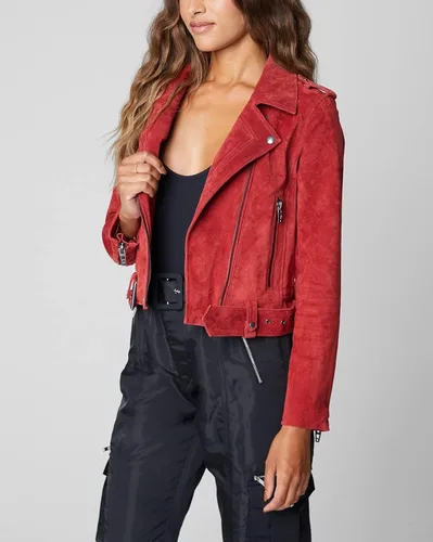 Vista 4 de BLANKNYC womens Luxury Clothing Cropped Suede Leather Motorcycle Jackets, Comfortable & Stylish Coats