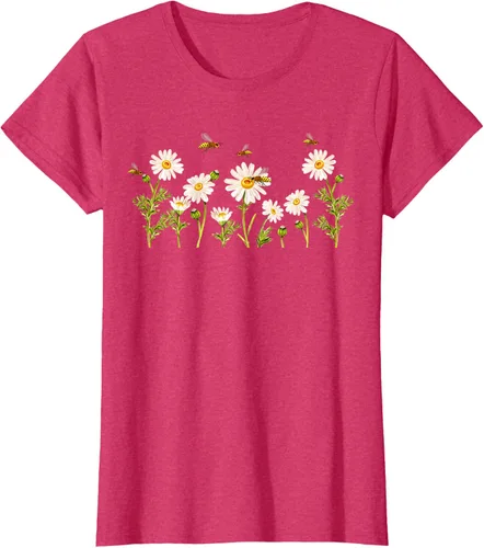 Vista 7 de Marguerites Daisy - Camiseta de verano con margaritas de jardín de flores, Negro, S