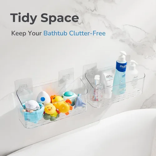 Vista 5 de Soporte de Almacenamiento de Juguetes de Baño para Bañera, Organizador de Juguetes de Baño Transparente de Gran Capacidad Almacenamiento de Juguetes