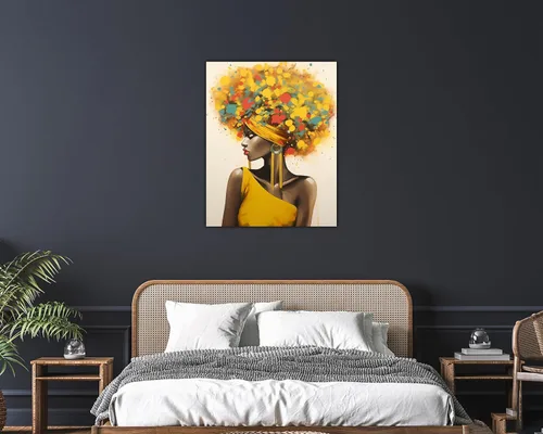 Vista 202 de Arte de pared afroamericano, decoración de rey y reina bailarín negro para sala de estar, arte de pareja de amor negro para dormitorio, lienzo