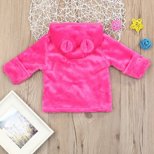 Vista 4 de Noubeau Gorro de forro polar con capucha y cremallera para bebés, niños y niñas, abrigo cálido para otoño e invierno
