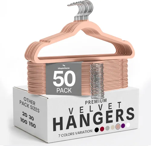 Vista 26 de Utopia Home - Perchas de terciopelo, color negro, paquete de 20 Luxury Non-Slip Slim Pant & Coat Hangers Strong Space-Saving Clothes Hangers