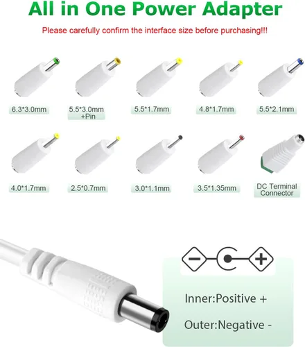 Vista 3 de Adaptador de CA de fuente de alimentación de 12V 3A 36W AC 100V-240V a DC 12V 3A Cable de alimentación