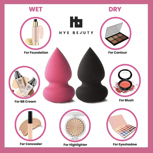 Vista 3 de Esponja de maquillaje, juego de 2 licuadoras de belleza, impecable para aplicación de crema, base líquida y polvo