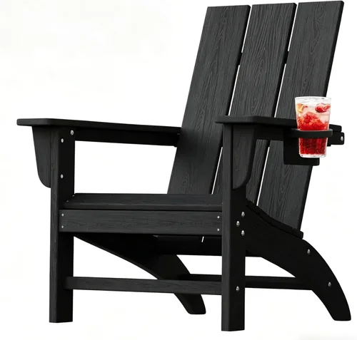 Vista 20 de Silla Adirondack de Madera Sintética Adiromoti, Sillas de Patio Resistente a Todo Clima, Aspecto de Madera, Silla Pre-Ensamblada para Fuego al Aire