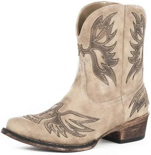 Vista 7 de ROPER Botas de puntera recortada con incrustación para mujer Amelia, estilo casual, tobillo, tacón bajo de 1-2 pulgadas, color marrón