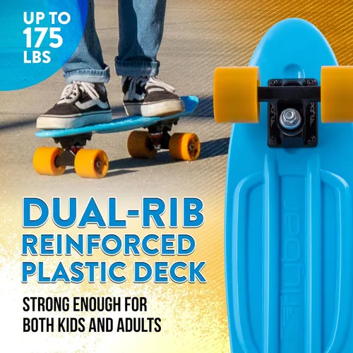 Vista 4 de Flybar - Patineta de 22 pulgadas para niños – Patinetas Mini Cruiser para niños de 6 a 12 años, juguetes para exteriores, ligera, duradera, cubierta