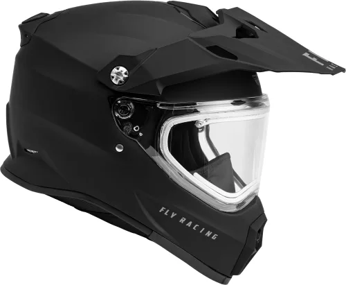Vista 4 de Fly Racing Trekker Cold Weather MX ATV Off-Road Motorcycle Helmet Negro (escudo eléctrico)