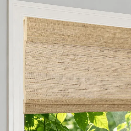 Vista 13 de Persianas romanas de bambú sin cordón, persianas opacas personalizadas, persianas de bambú natural tejidas para ventanas, puerta de vidrio Beige