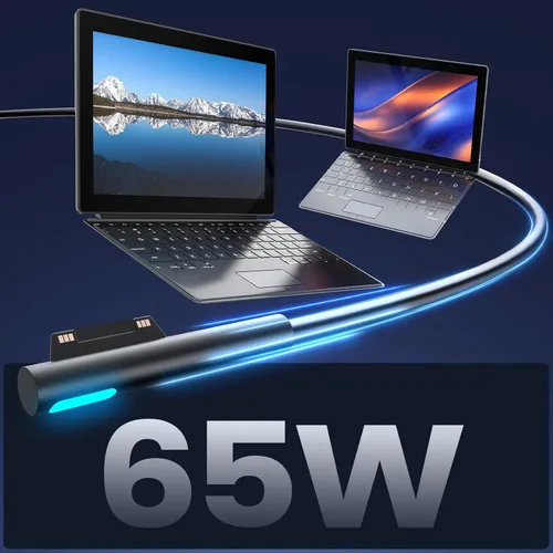 Vista 2 de Cargador Surface Pro - Carga rápida de 65 W para Microsoft Surface Pro 3-9, Windows Surface Laptop 1-6, Surface Book 1-3, Surface Go Series