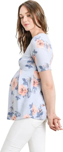 Vista 3 de Blusa de maternidad con peplum y pliegue frontal para que se note el embarazo