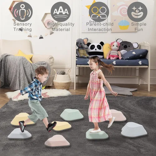 Vista 7 de 8PCS Stepping Stones for Kids Sensory, Durable Non-Slip Balance Stones for Toddlers,Stackable Indoor & Outdoor Obstacle Course Toys, Develops