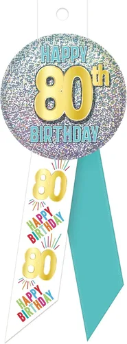 Vista 3 de Roseta de 80 cumpleaños - Paquete de 2