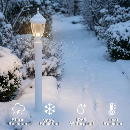 Vista 3 de LIT-PaTH Accesorio de iluminación LED para exteriores, farol de poste, 9.5 W, 800 lúmenes, blanco cálido de 3000 K, carcasa de aluminio más vidrio 1