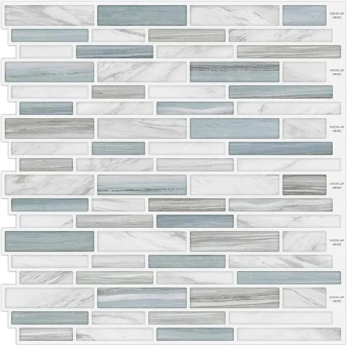 Vista 15 de Tilingview 10 piezas de azulejos de pelar y pegar para salpicaduras de cocina, diseño de tiras, azulejos de vinilo autoadhesivos, adhesivo de pared