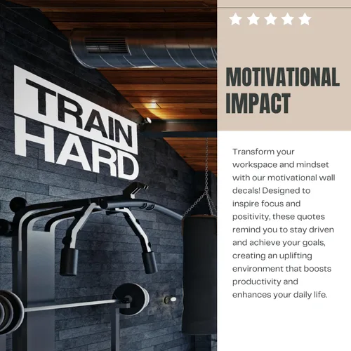 Vista 2 de My Vinyl Story - Train Hard Wall Decal - Motivational Quote Sticker, Inspirational Vinyl Art Decor for Home Gym, Exercise, Fitness, Workout