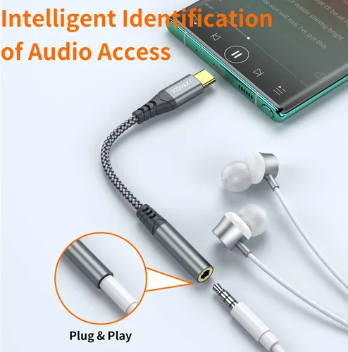 Vista 3 de JXMOX - Adaptador de audio USB tipo C a conector de auriculares hembra de 3.5 mm, cable USB C a auxiliar compatible con iPhone 17 Air 16 15 Pro Max