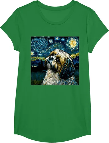 Vista 73 de Camiseta Surrealism Starry Night Shih Tzu Dog