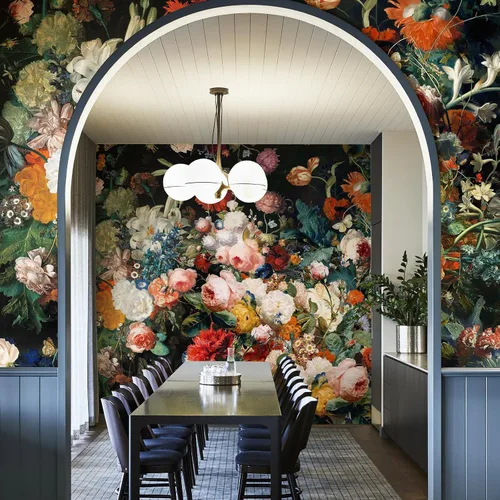 Vista 12 de Zeeko Murales de pared florales oscuros para despegar y pegar, 59 pulgadas de ancho x 98 pulgadas de alto, papel tapiz de flores 3D vintage