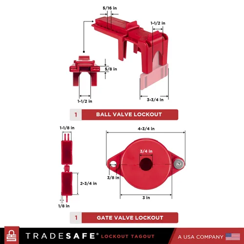 Vista 5 de TRADESAFE Kit profesional de etiquetado de bloqueo - Cerraduras Loto, cerradura de válvula de puerta, bloqueo de válvula de bola, cerraduras