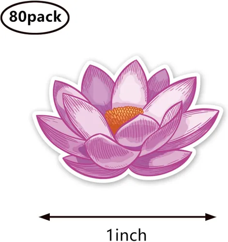 Vista 2 de Calcomanías de flores de loto de 1 pulgada para álbumes de recortes, artes, manualidades, manualidades para niños, calendarios, diarios, paquete