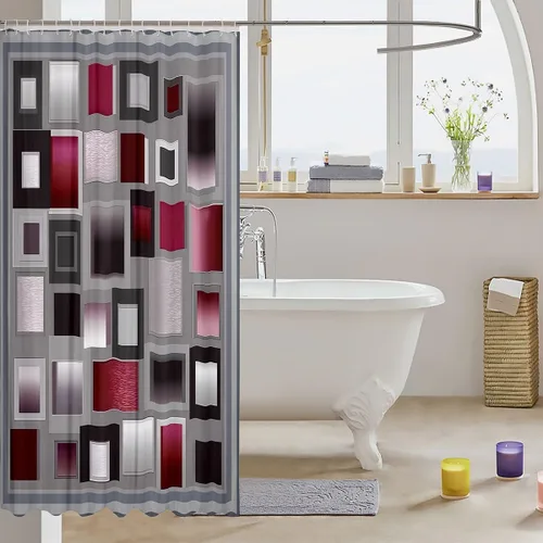 Vista 14 de Decorative White Baseball Shower Curtain Waterproof Polyester Fabric,Red Baseball Bat Bath Curtain Home Bathroom Decor Hanging Curtain with Hooks 72