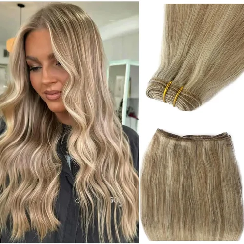 Vista 10 de Extensiones adhesivas rubias de cabello humano brasileño grado 9A, #60 rubio platino, cinta en 12 pulgadas, 20 unidades por juego, extensiones