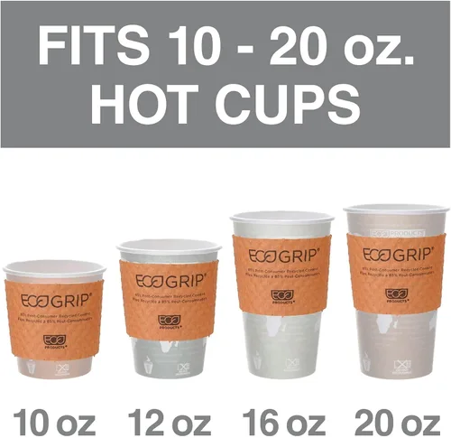 Vista 6 de Eco-Products EcoGrip funda para taza caliente de material reciclado, color café, caja de 1300 (EG-2000)