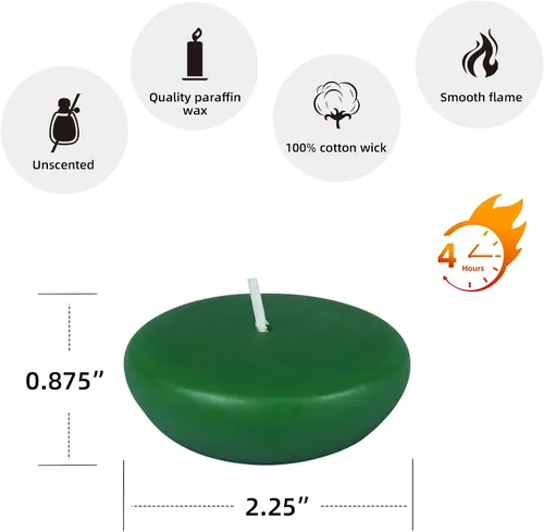 Vista 5 de Zest Candle Velas flotantes de 24 piezas, 2.25 pulgadas, verde cazador