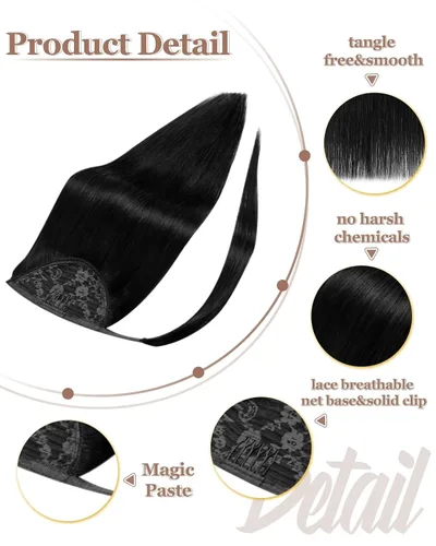Vista 88 de Hetto . Extensiones de cabello humano rizado con clip, color #1 negro azabache, extensiones de cabello humano ondulado natural para cabeza completa