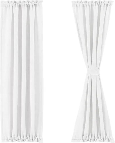 Vista 11 de FMFUNCTEX Cortinas transparentes de lino para puerta lateral de 40 pulgadas de largo para puertas de vidrio delanteras, puertas de patio, puertas