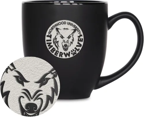 Vista 451 de Rico Industries - Taza de cerámica mate negra con grabado láser estándar de 15oz para NCAA (escuelas T & U) - Para bebidas calientes o frías