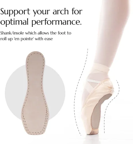 Vista 5 de DoGeek Satin Pointe Shoes for Girls Kids Woman Ribbon Ballet Pointe Shoes with Toe Pads for School or Home