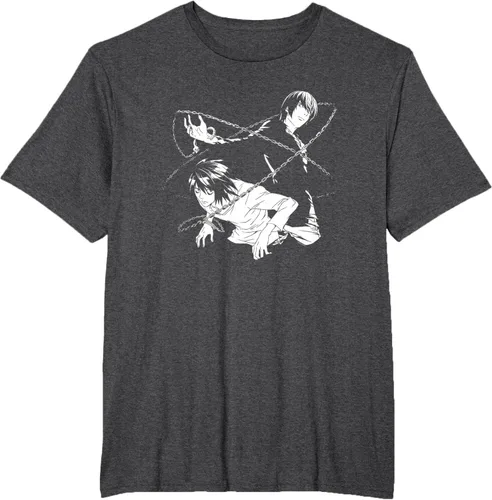 Vista 13 de Death Note Camiseta de anime Light and L Chains Negro