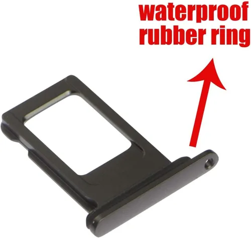 Vista 2 de Reemplazo de ranura para bandeja de tarjeta SIM para iPhone XR (negro) con anillo de goma impermeable y pasador de expulsión