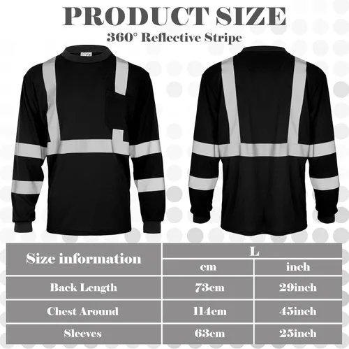 Vista 2 de Amylove 4 piezas de camisa de seguridad de manga larga reflectante de alta visibilidad, camisas de trabajo de construcción para hombres y mujeres