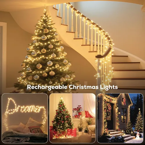 Vista 6 de Paquete de 2 tiras de luces recargables con control remoto, color blanco Blanco cálido
