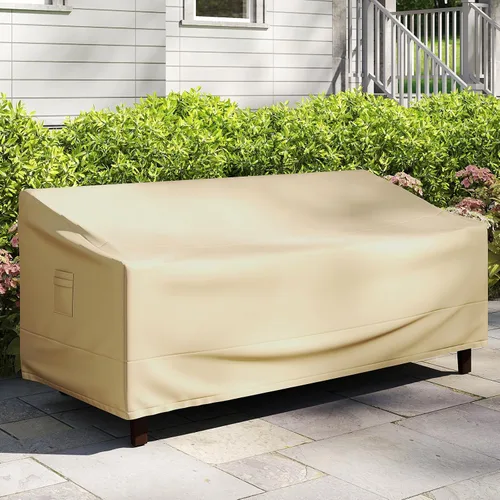 Vista 11 de GOFLAME Funda para sofá de patio de 2 plazas, funda resistente para sofá de exteriores, con rejillas de ventilación, asa y hebilla, resistente al