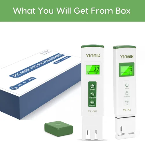 Vista 7 de Medidor de pH Agua TDS Tester Combo Pool pH Tester EC Test Hidroponía Medidor profesional de pH PPM para piscina SPA Hidroponía Acuario Hogar