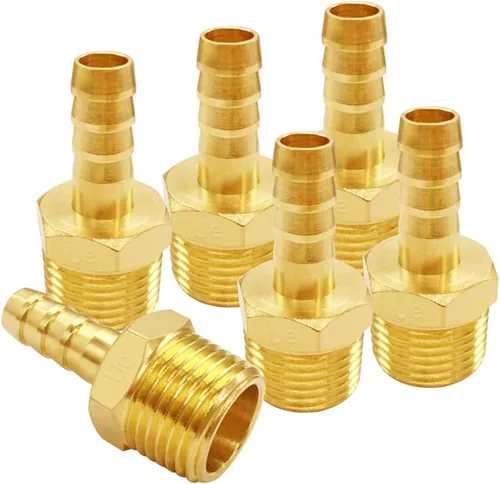 Vista 10 de Uenede 6 accesorios de púas de manguera de latón de 1/2 pulgada NPT macho a 1/2 pulgadas, conector adaptador de púas incluye 6 abrazaderas de acero