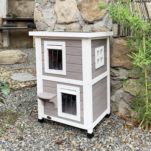 Vista 3 de Cat Villa Cat House Outdoor Double Floor Cat Villa Interior Cat Room Pet Litter Outdoor Cat House Cat House Cat Tower
