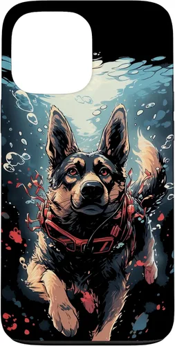 Vista 23 de iPhone 16 German Shepherd Dog Diving Swimming Underwater Case