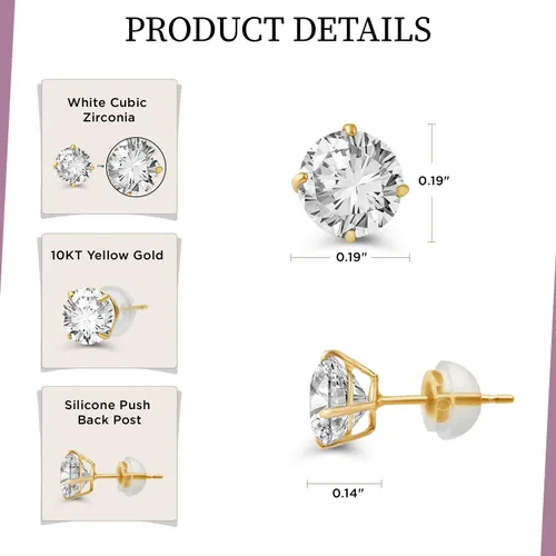 Vista 3 de Aretes con pasador de oro de 10 quilates con circonio Swarovski (1 ct), oro amarillo, Amarillo, 6456910YZZSTD