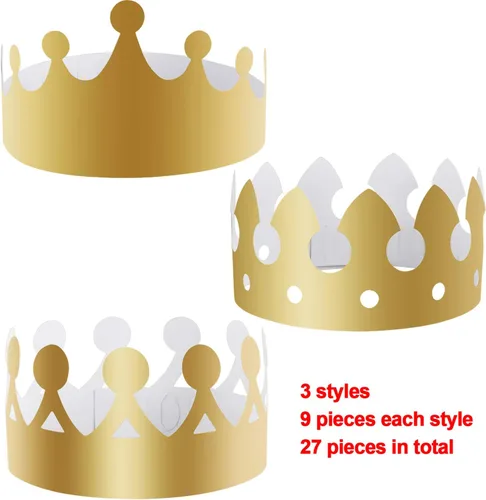 Vista 2 de SIQUK 27 piezas de corona de papel dorado para fiesta y celebración