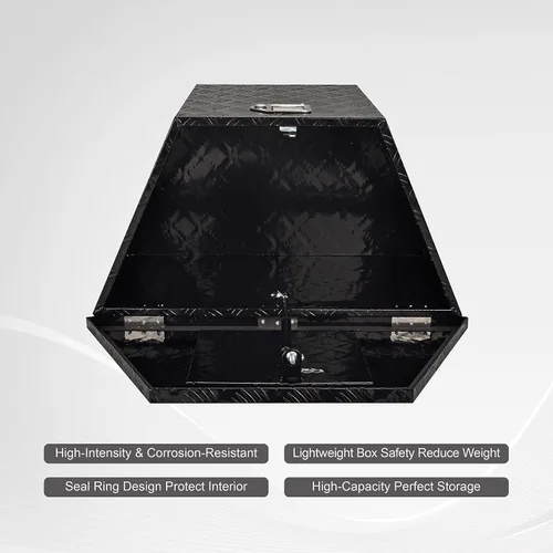 Vista 6 de Caja de herramientas de aluminio de 29 pulgadas para remolque de utilidad, caja de herramientas con lengüeta ancha para remolque de utilidad