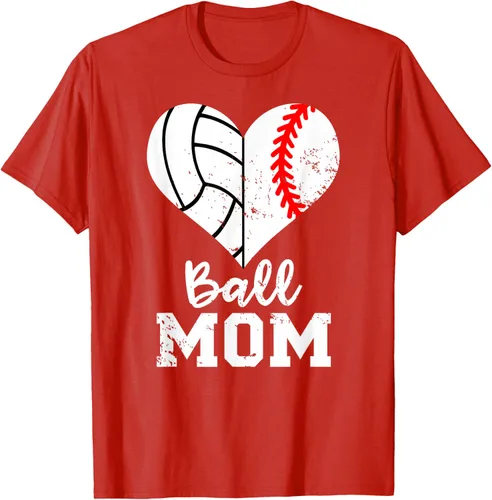 Vista 42 de Ball Mom Heart Funny Baseball Voleibol Mom - Camiseta para mamá, Negro, S