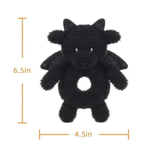 Vista 6 de Apricot Lamb Sonajero de dragón suave para niños y niñas, juguete de sonajero de peluche adorable para el recién nacido, 0-3 meses, 0-6 meses y más